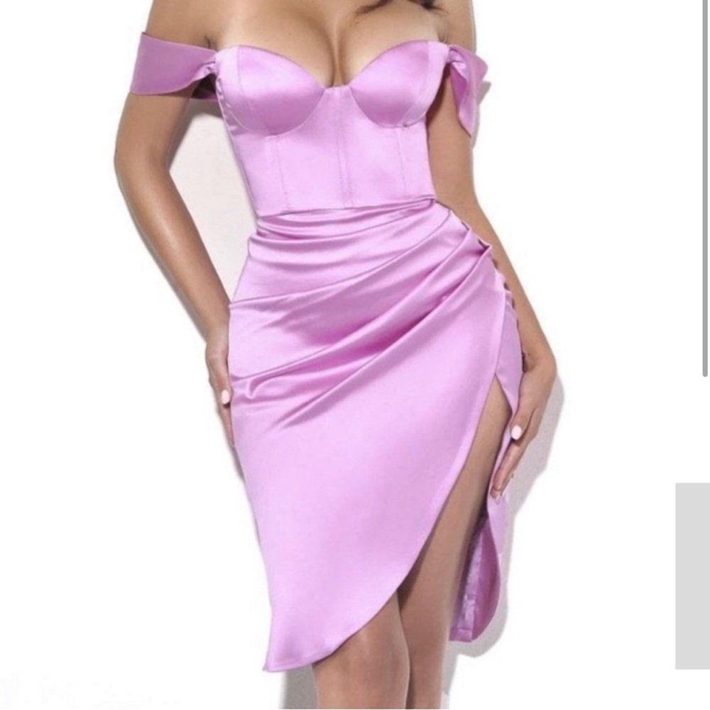Miss Circle Hedy Orchid Satin Dress